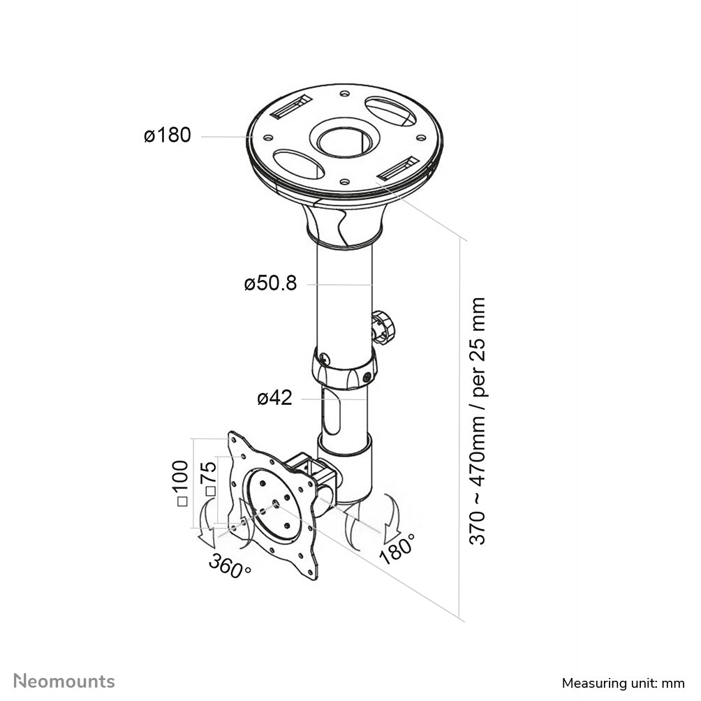 Neomounts FPMA-C025 – Tischhalterung – bis 30", VESA 100 × 100 mm, 12 kg, höhenverstellbar, silber