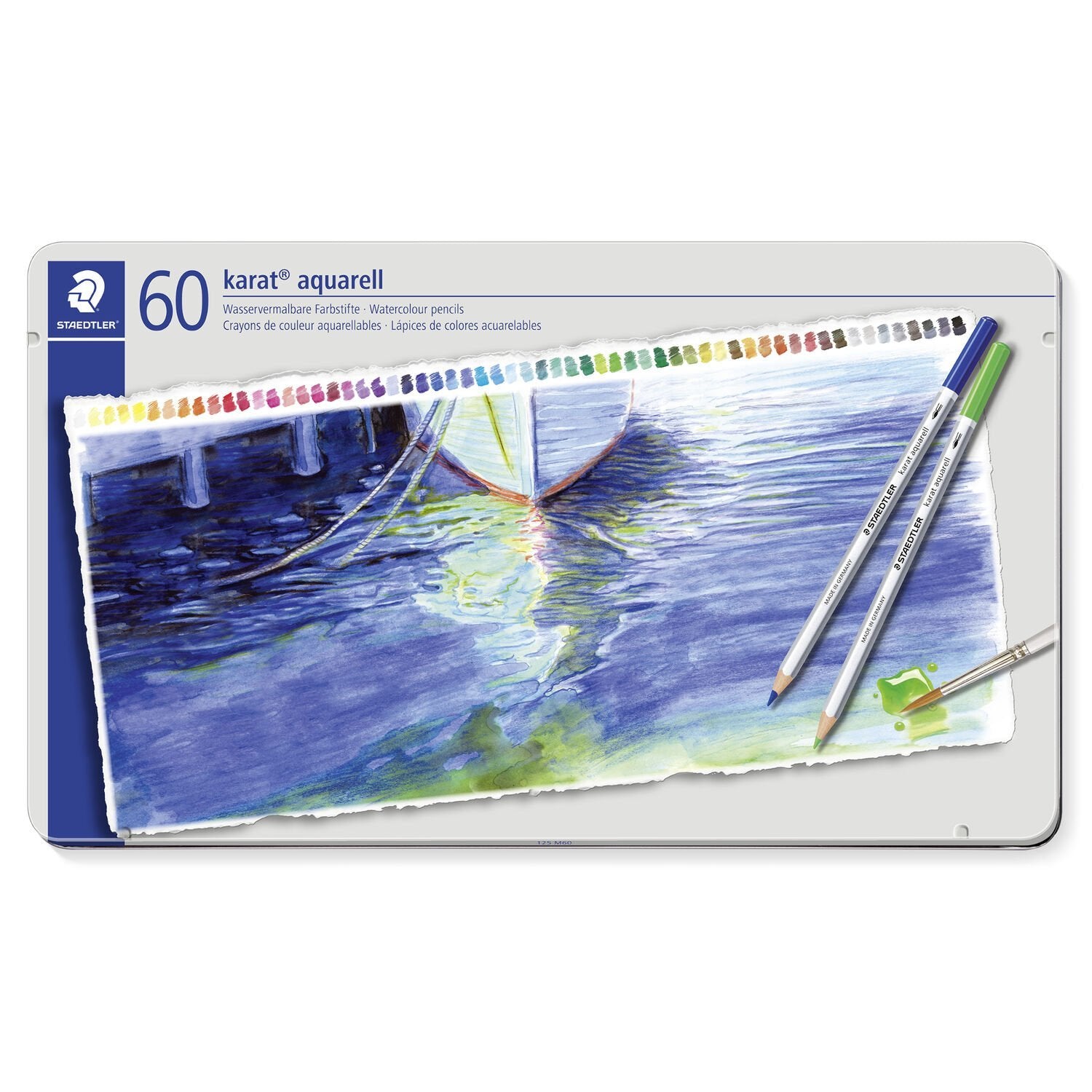 Staedtler Aquarellbuntstift Karat 60er-Metalletui – bruchsichere Mine, sechskant, Strichbreite 3,0 mm