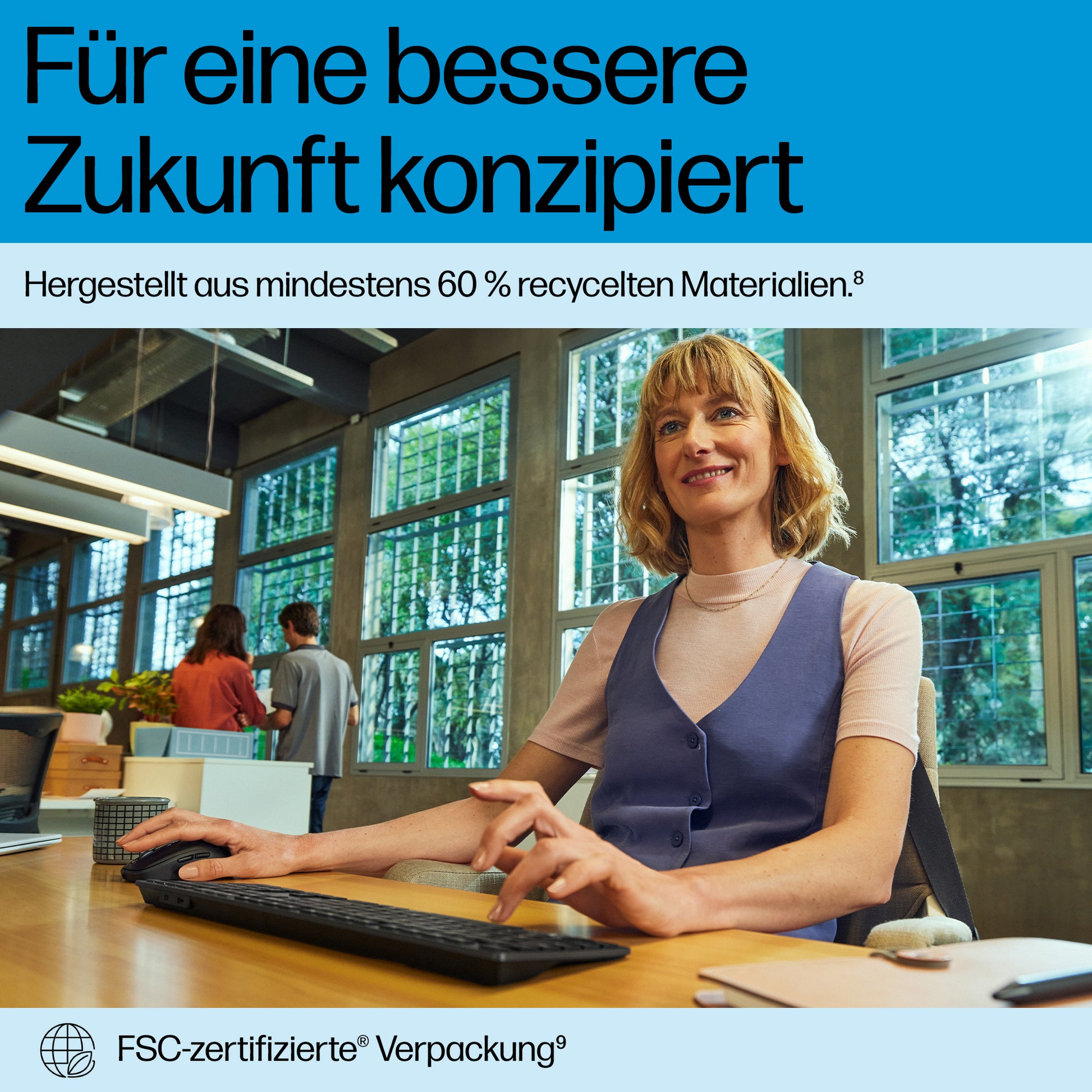 HP 720 Multi-Device Wiederaufladbare Tastatur – Bluetooth – USB‑A – Wiederaufladbar – Silent-Tasten – Schwarz