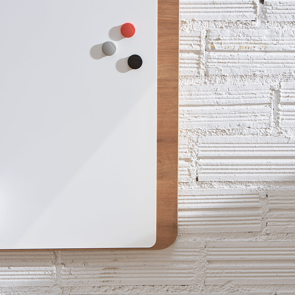 Rocada Whiteboard – 115 × 75 cm, lackierter Stahl, magnetisch, Holzrahmen, Eiche, Wandmontage
