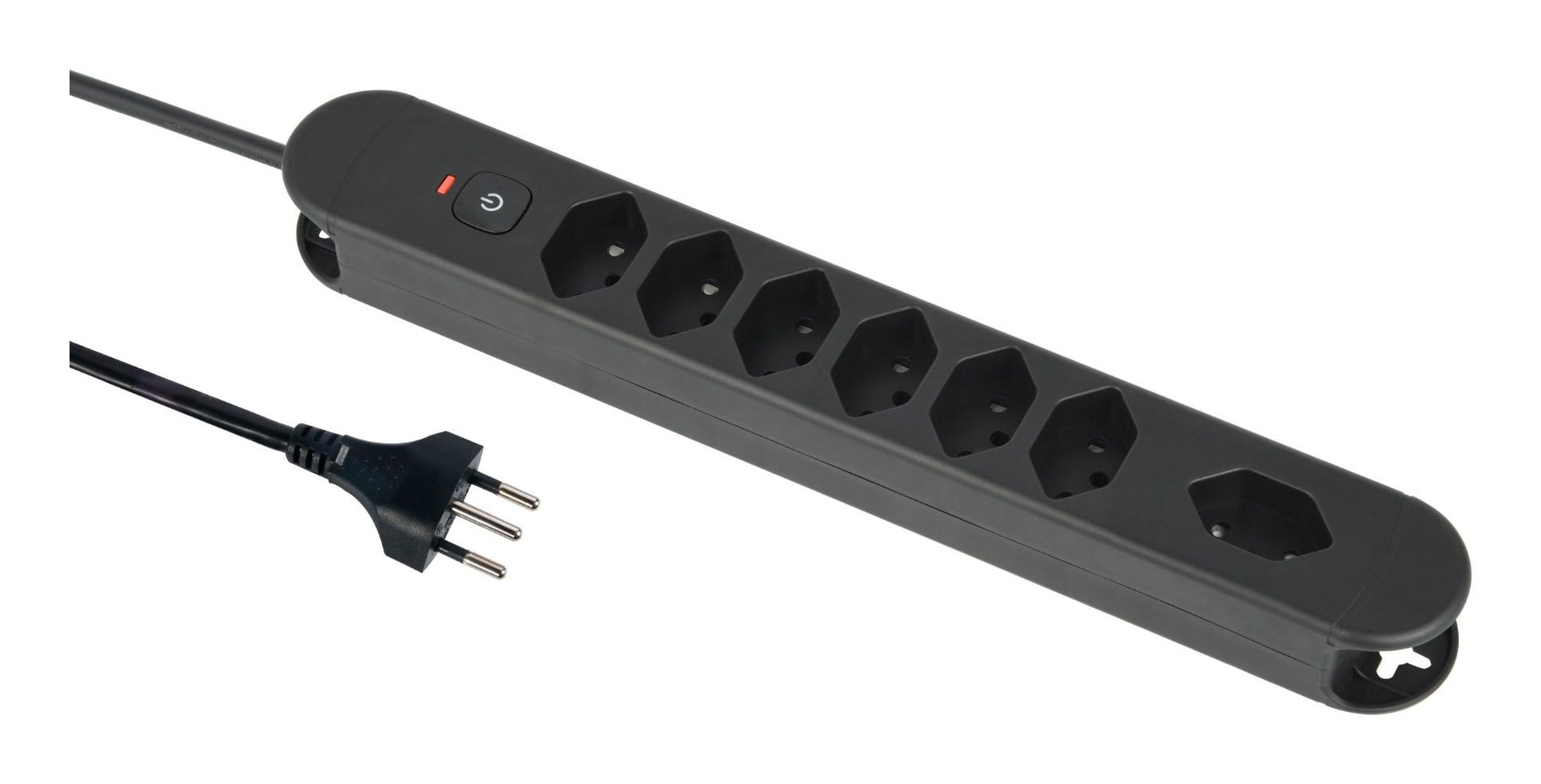 M. Schönenberger Schönenberger Standard Steckdosenleiste, 7×T13, 2×USB‑A + 1×USB‑C, mit Schalter, 1,8 m, Kinderschutz – Schwarz