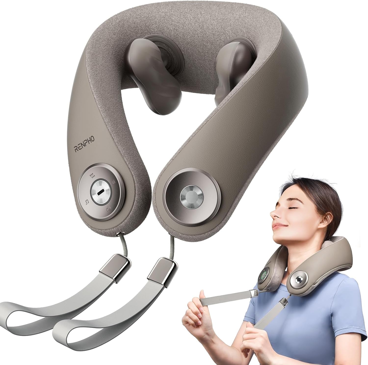 Renpho Massagegerät (elektrisch) U-Neck Mini Massager R-L001-GY – Nacken, Akku 120 min – Grau