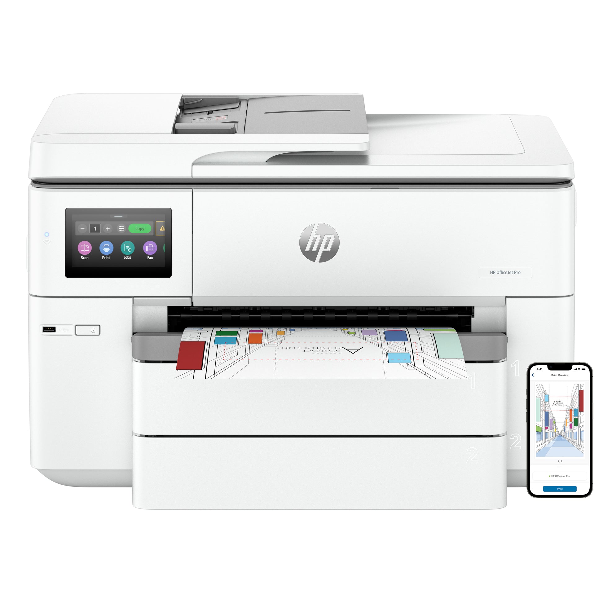 HP OfficeJet Pro 9730 WF – Farbtintenstrahl-Multifunktionsdrucker, A3, 3-in-1, Duplex, ADF, WLAN/LAN