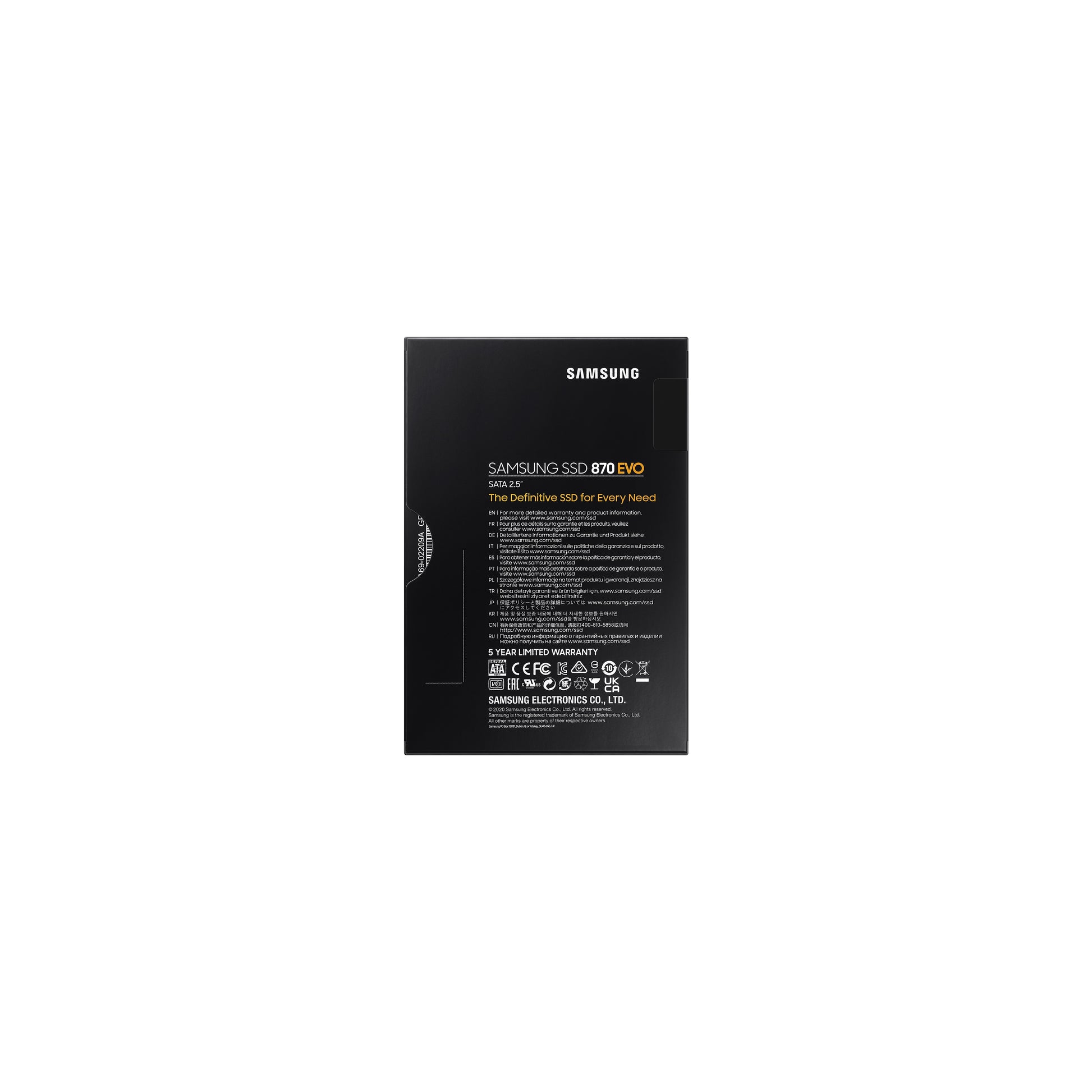 Samsung 870 EVO – 2 TB, 2,5" SATA SSD – Lesen 560 MB/s, Schreiben 530 MB/s
