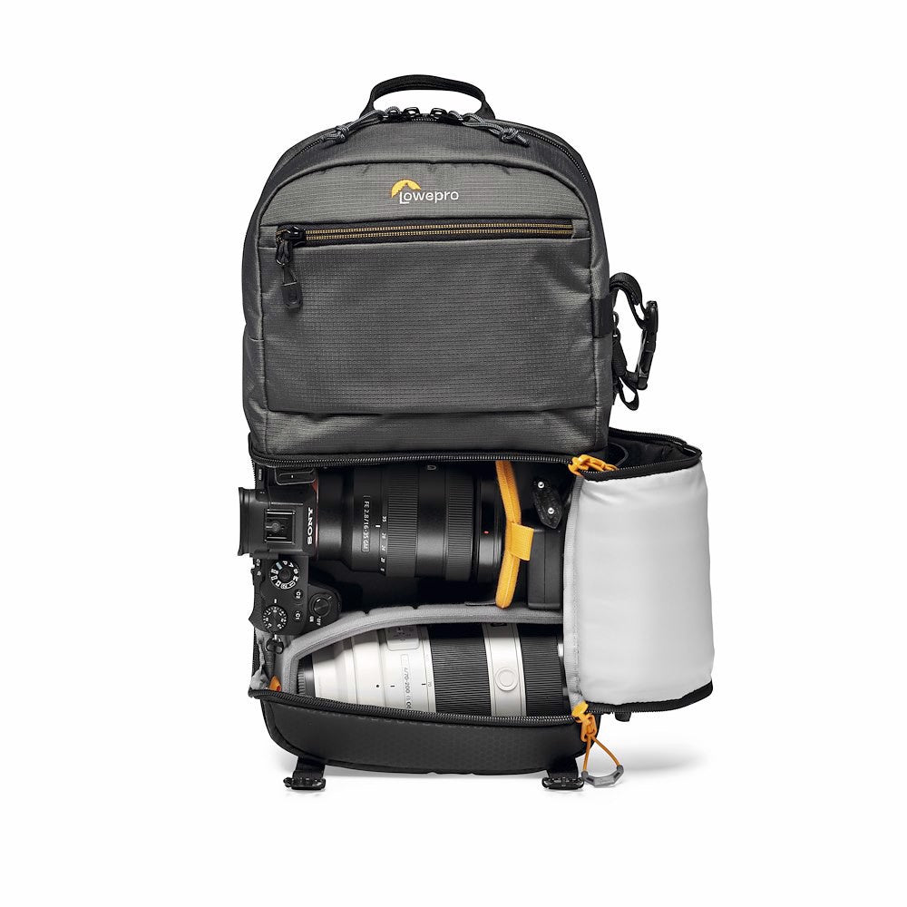 Lowepro Slingshot SL 250 AW III Monosling-Rucksack – 10 l, 3 Objektive, Regenschutz – für Tablet bis 11" – Grau