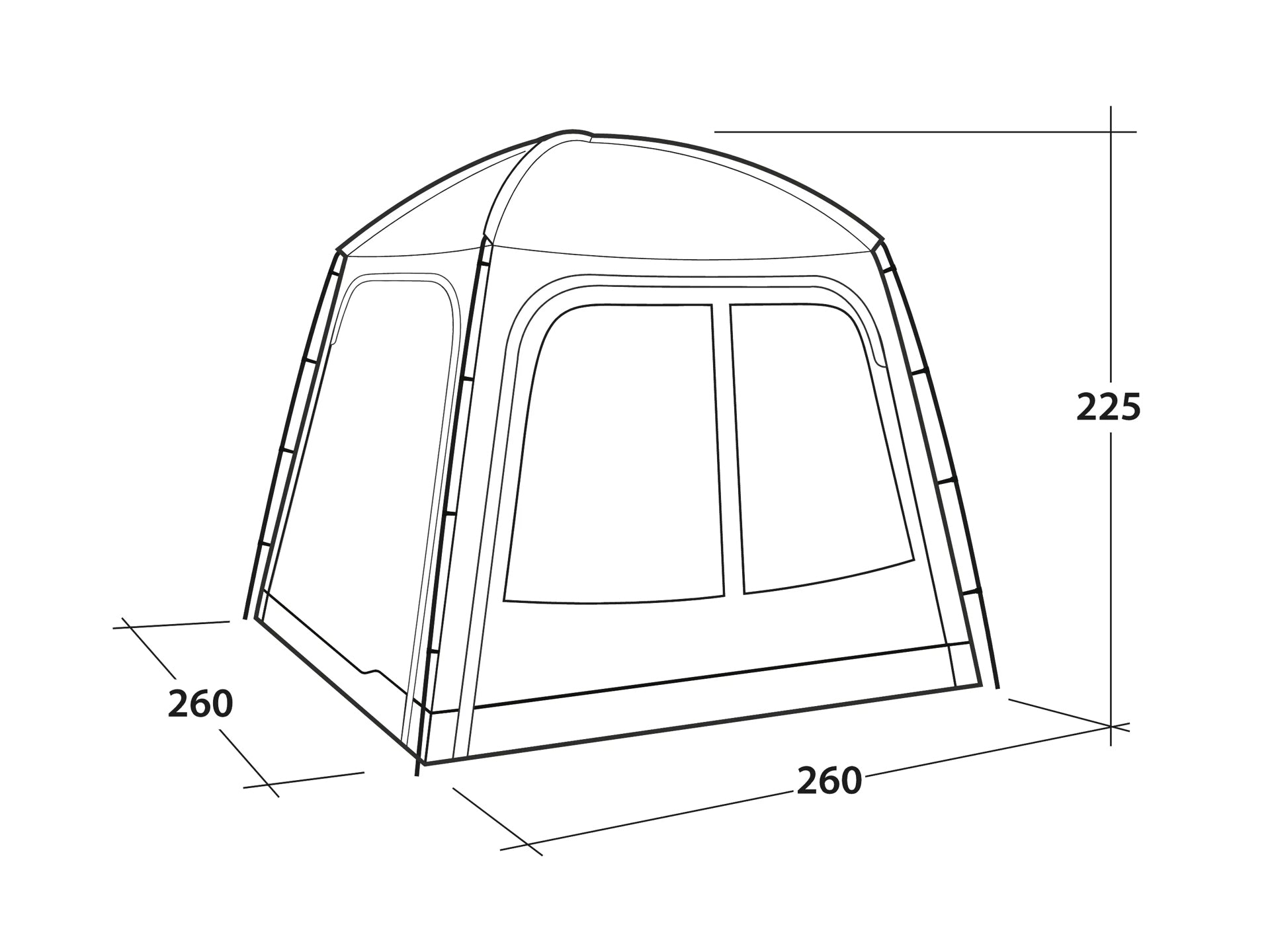 Outwell Pavillon Dakota Shelter M – PFC-frei, spritzwassergeschützt – 260 × 260 × 225 cm – grau