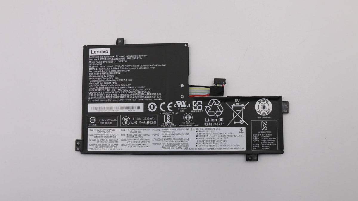 Lenovo Notebook-Akku – für Lenovo L17M3PB0 – 42 Wh, 11,25 V (3 Zellen) – Schwarz