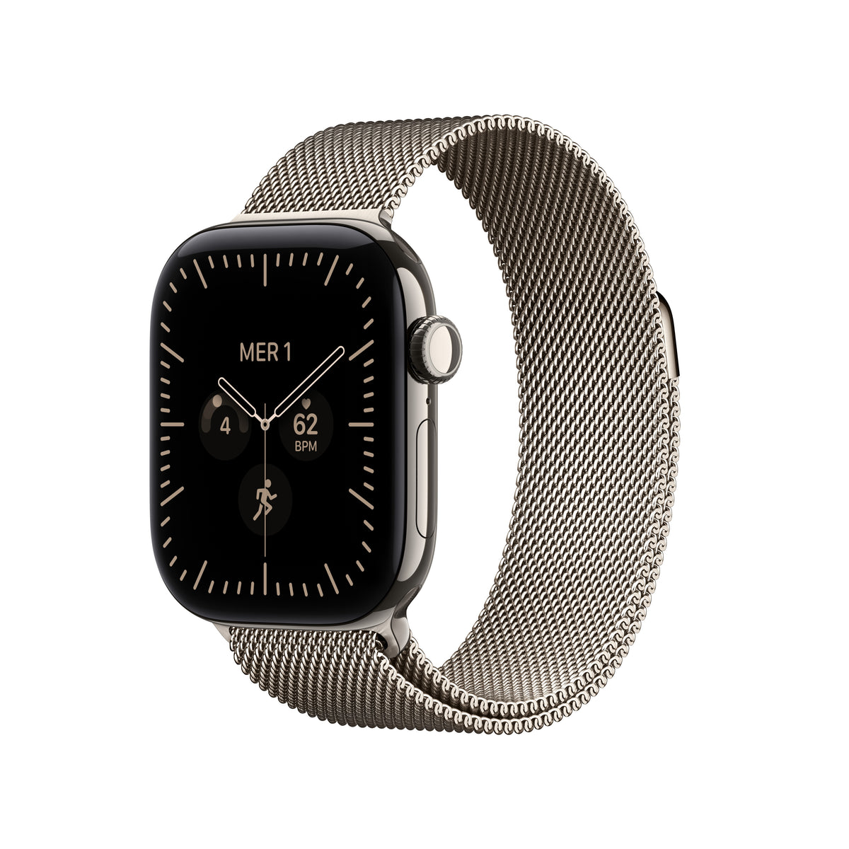Apple Watch Series 12 42 mm GPS + Cellular – Titan, Natur Milanese Loop, 50 m, für iPhone