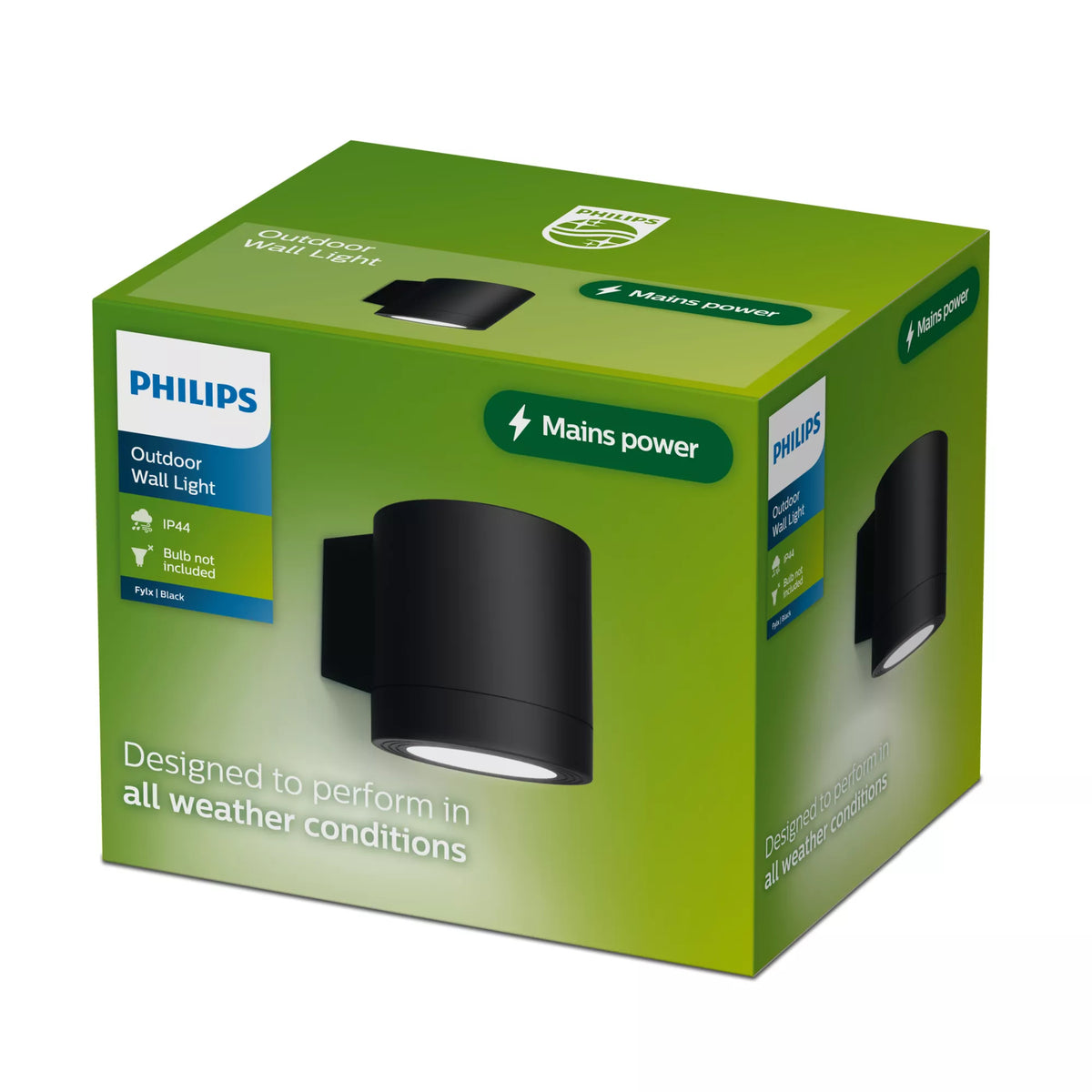Philips by Signify Philips Aussenwandleuchte Fylx – 11,6×9 cm, 5 W, IP44, Netzbetrieb, Schwarz, Aluminium