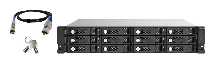 QNAP TL-R1220Sep-RP – 12-Bay Rack 2U HDD/SSD-Gehäuse – redundantes Netzteil, für 2,5"/3,5" HDD/SSD, SAS/SATA