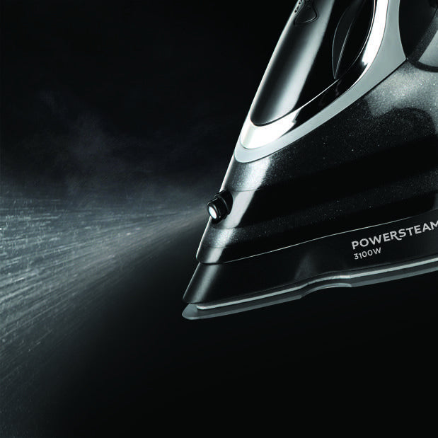 Russell Hobbs Bügeleisen 20630-56 – 3100 W, Keramik-Bügelsohle, 3 m, 210 g/min Dampfstoß, Schwarz/Grau
