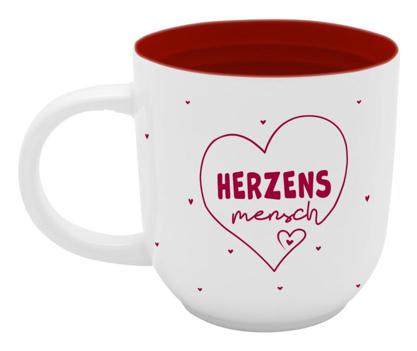Sheepworld Tasse – 500 ml, Ø 10,0 cm, H 11,0 cm, Keramik, Weiss/Rot