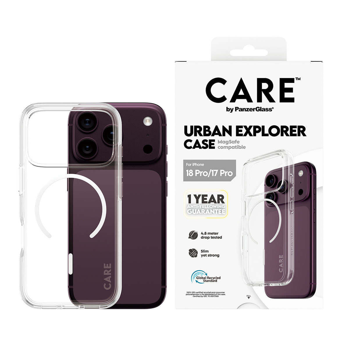 PanzerGlass CARE Urban Explorer Backcover – für Apple iPhone 18 Pro/17 Pro, Transparent, bis 4,8 m sturzsicher