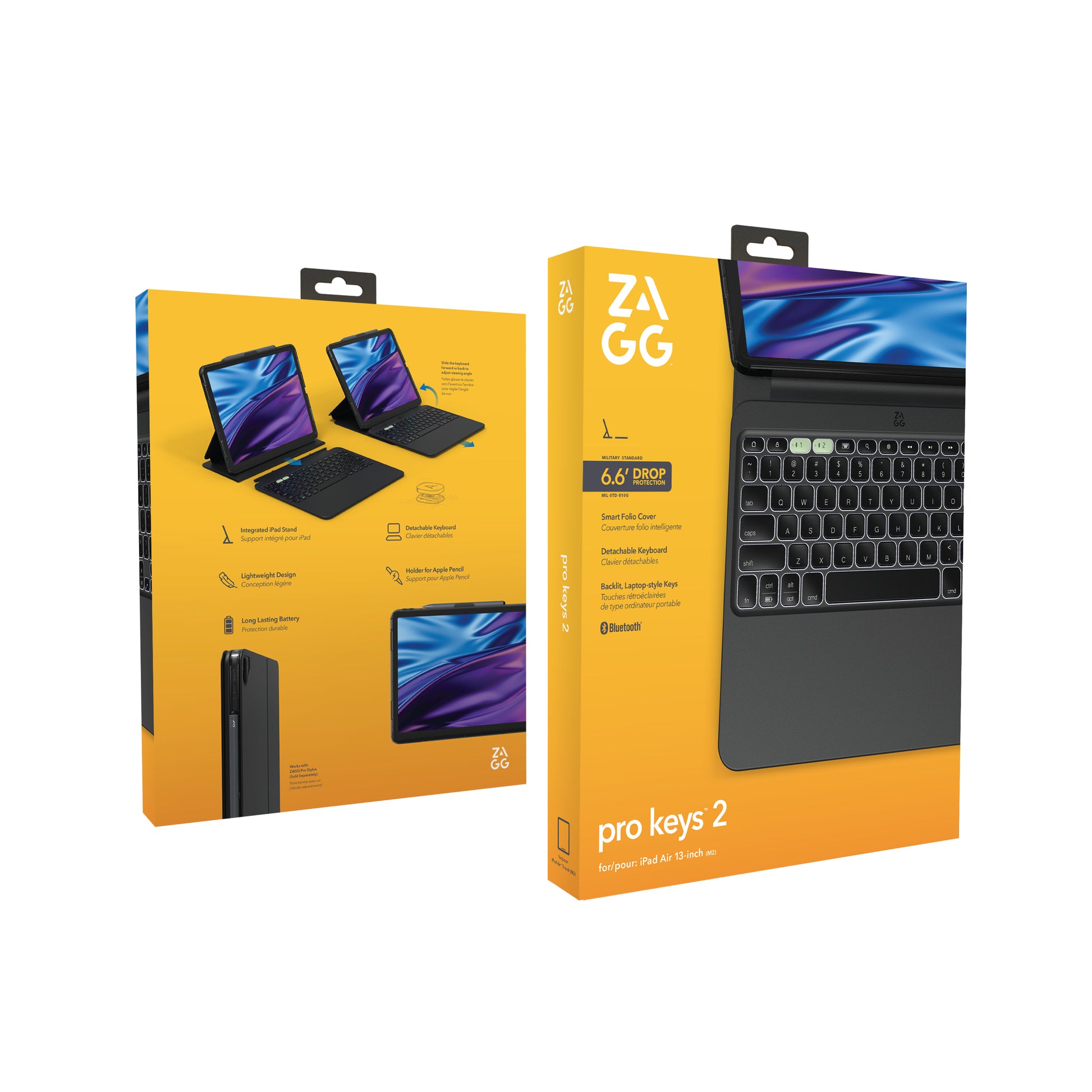 ZAGG PROKEYS 2 – Tastatur, DE-Layout (DE), Schwarz – für iPad Air 13 (M2/M3)