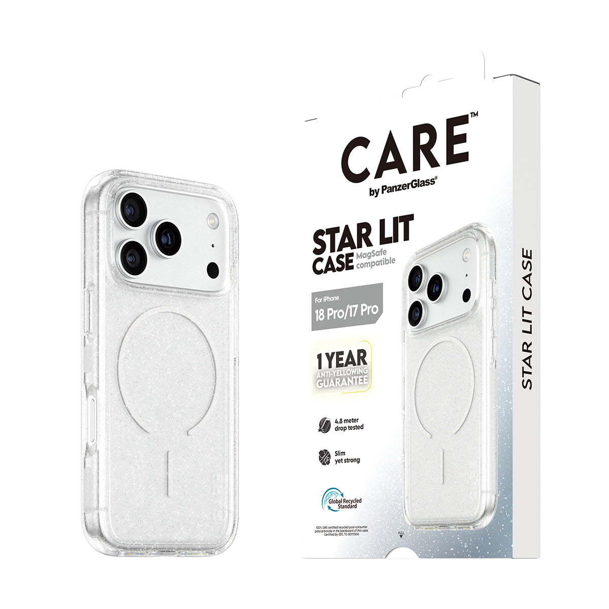 PanzerGlass CARE Backcover – für Apple iPhone 18 Pro/17 Pro, TPU, Star Lit, bis 4,8 m sturzsicher