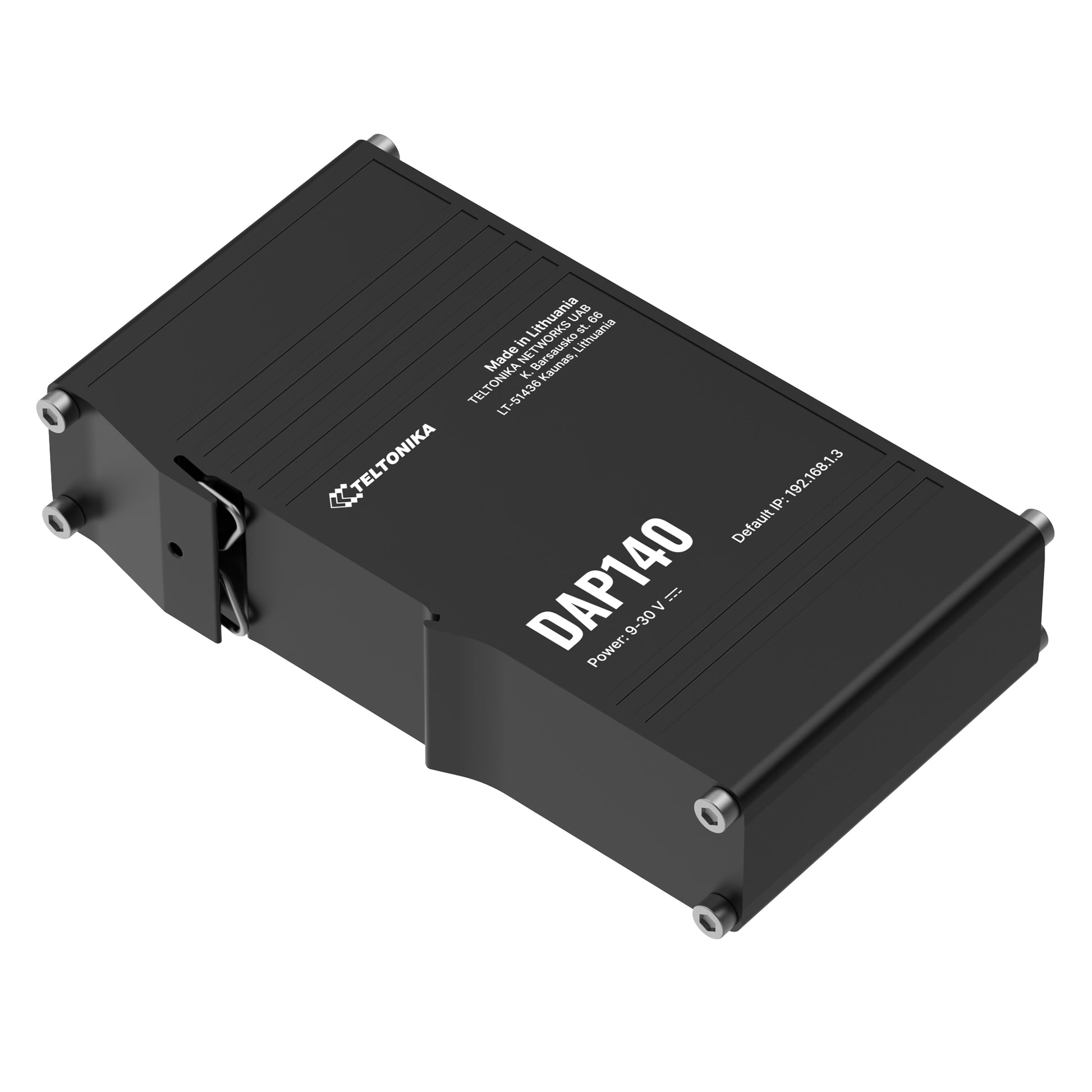 Teltonika DAP140 – Wi‑Fi 4 Access Point, 2,4 GHz, 300 Mbit/s, 1GbE, Passive PoE, Wandmontage, IP30, Schwarz