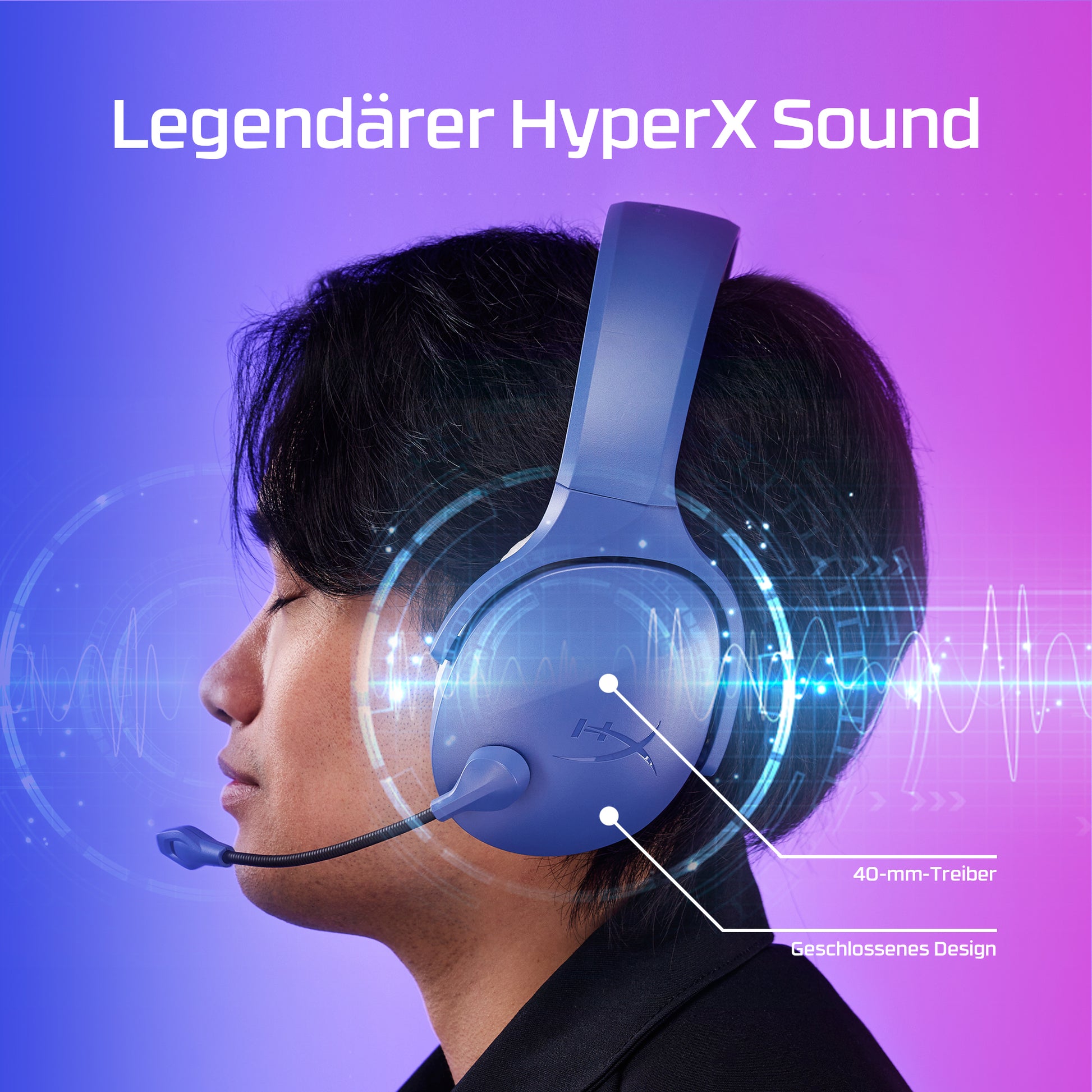 HyperX Cloud Jet Gaming-Headset – Over-Ear, Stereo, 2,4 GHz + BT 5,3, mit USB-A-Dongle, Schwarz