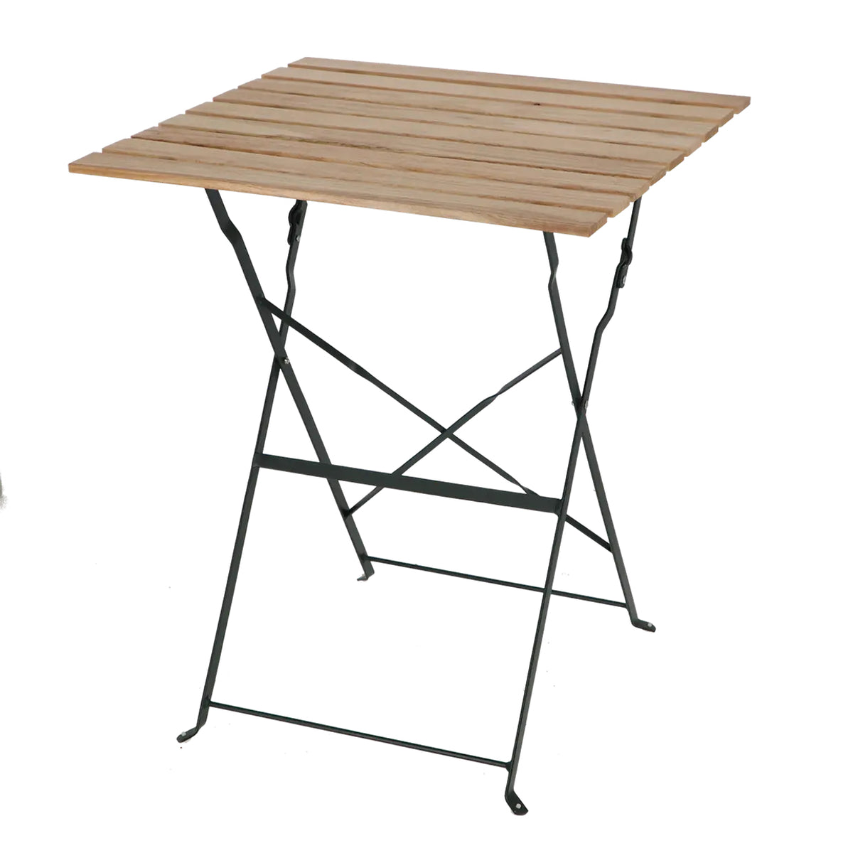 Esschert Design Bistro-Set – Grün – Metall, Holz – Tisch 60 × 60 × 71,5 cm – klappbarer Tisch