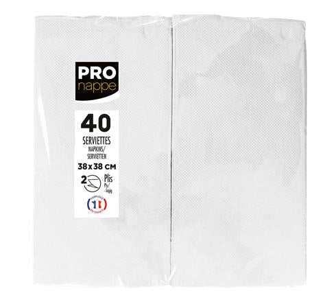 PRONAPPE Servietten – weiss – 38 × 38 cm, 2-lagig – 40 Stück