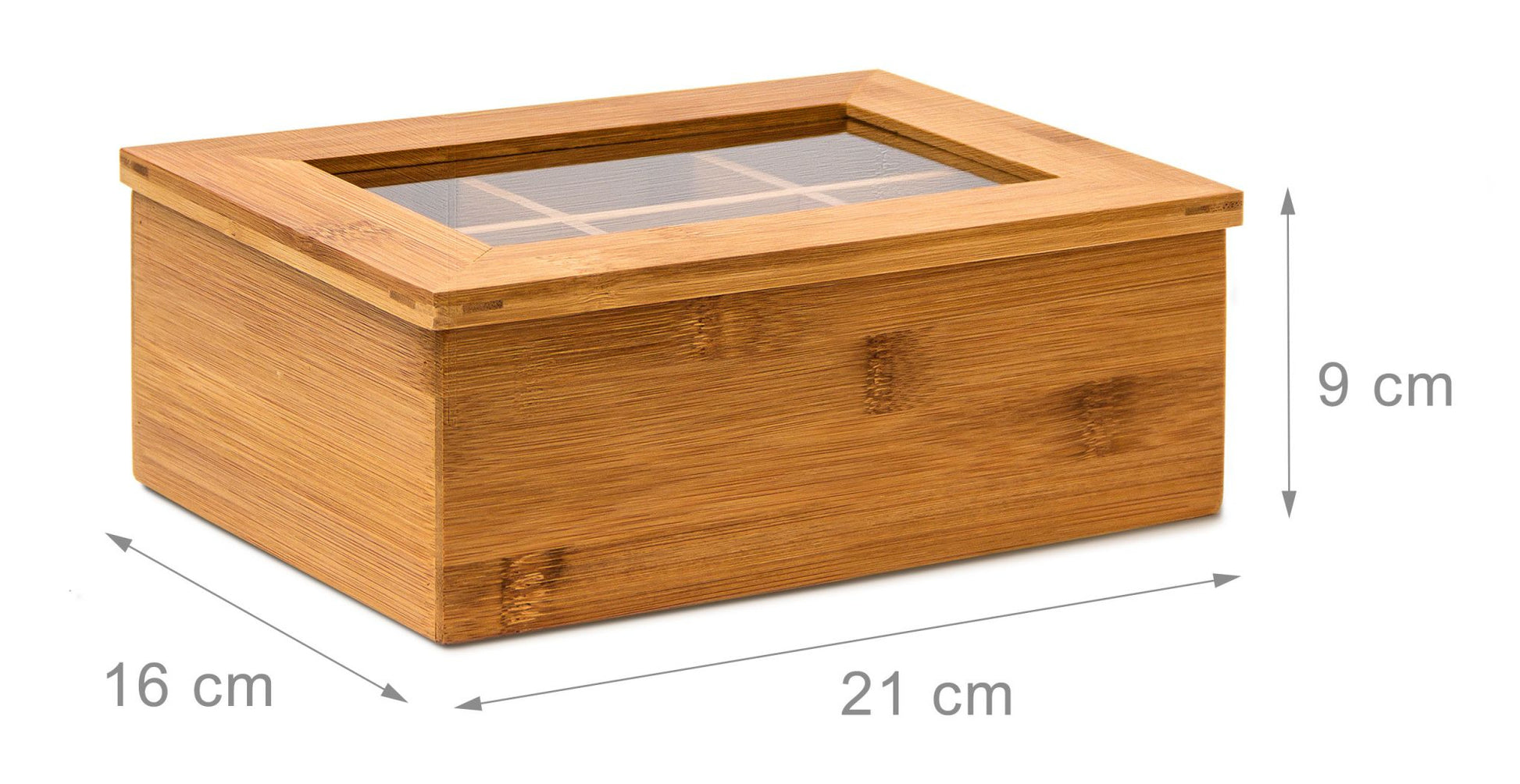 Relaxdays Teebeutelbox Bambus/Kunststoff, 6 Fächer, 22 × 16 × 9 cm