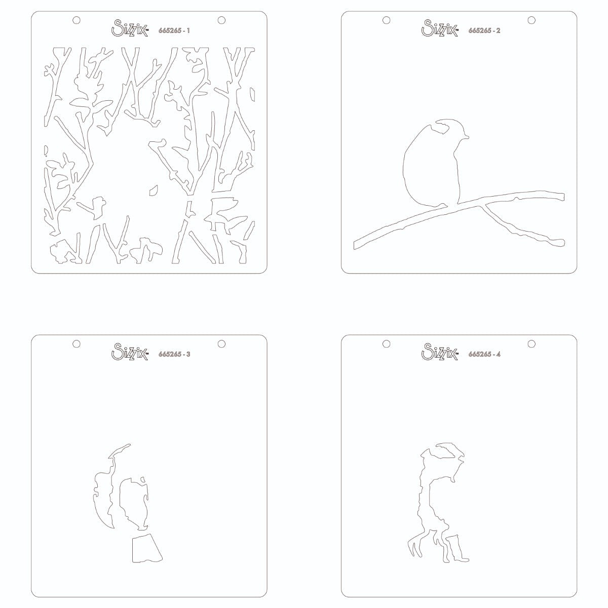Sizzix Schablone – Vogel & Äste – 150 × 150 mm