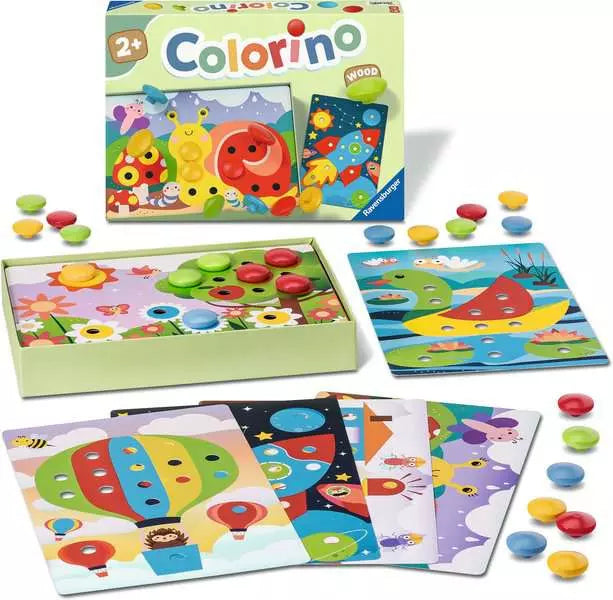 Ravensburger Lernspiel – Mein Holz-Colorino, Brettspiel, 1 Spieler, ab 2 Jahren, Mehrsprachig