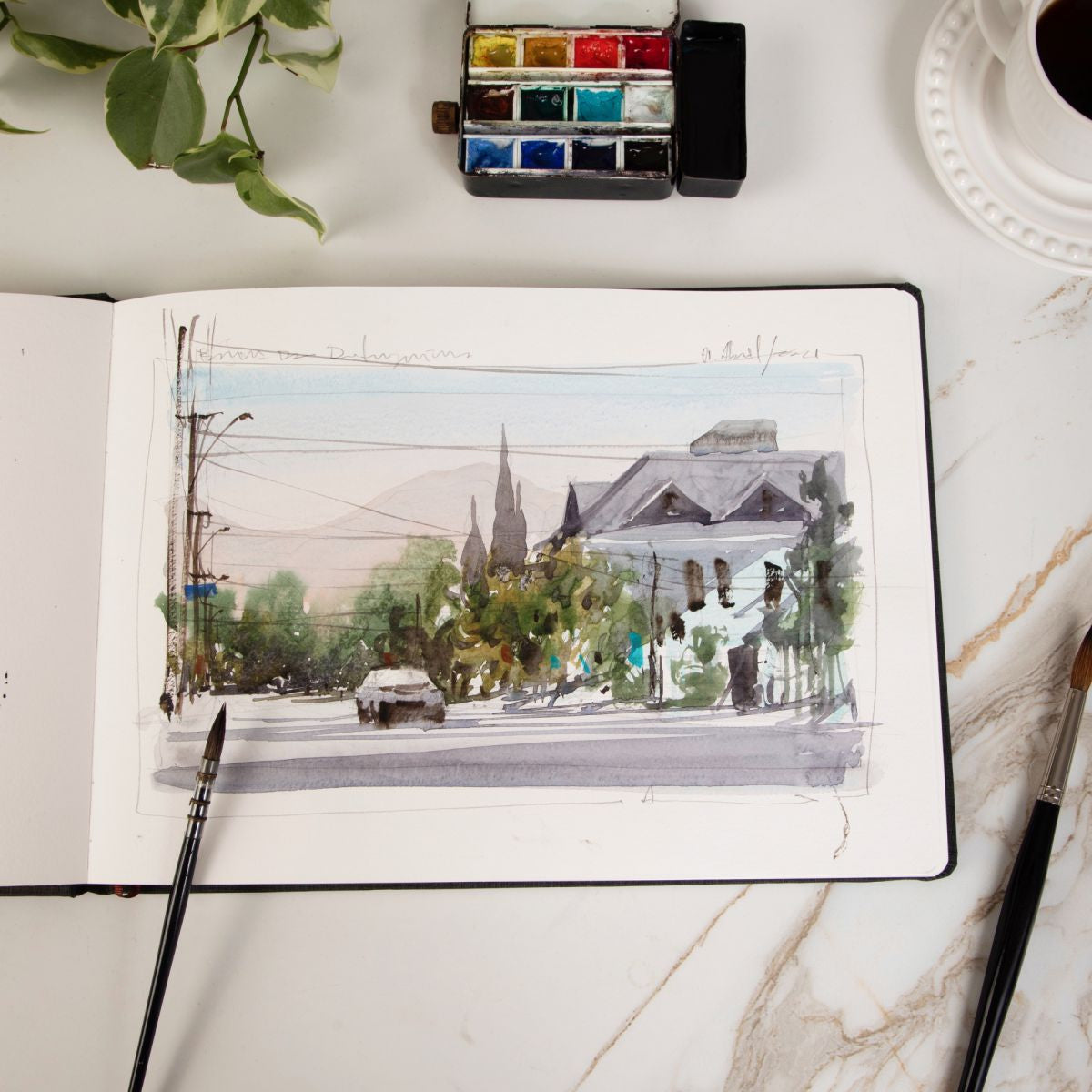 Hahnemühle Aquarellbuch – A6 Querformat – 200 g/m² – 30 Blatt – Schwarz – für Aquarell & Gouache