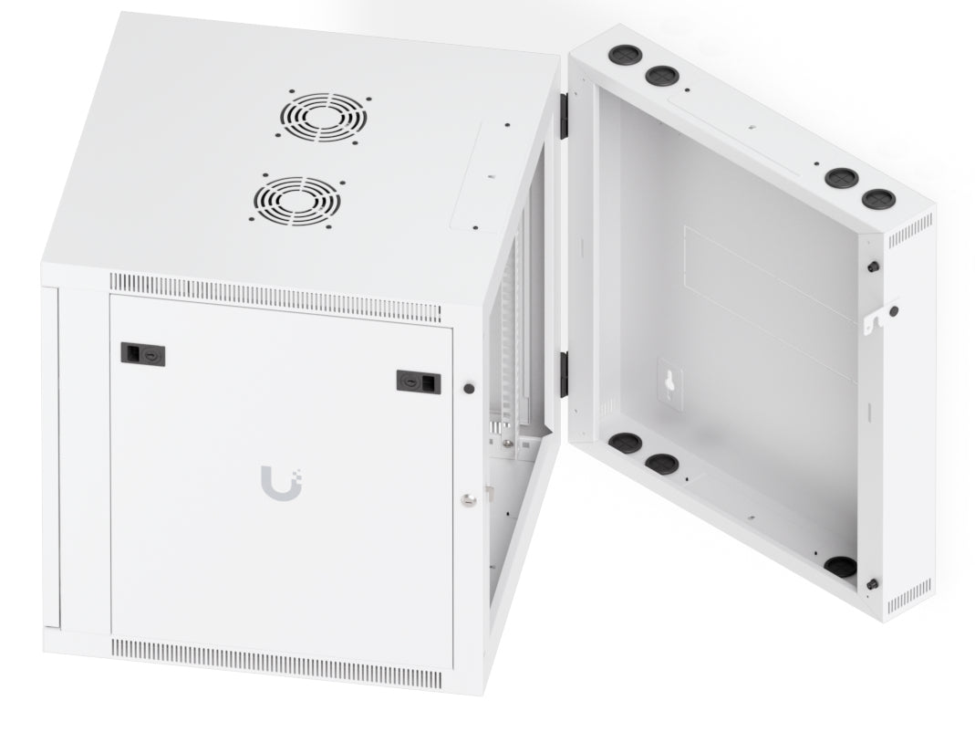 Ubiquiti UACC-Rack-12U-Wand-SW-G – 19" Wandverteiler 12U, abschliessbar, 600 × 703 × 639 mm, weiss, Stahl