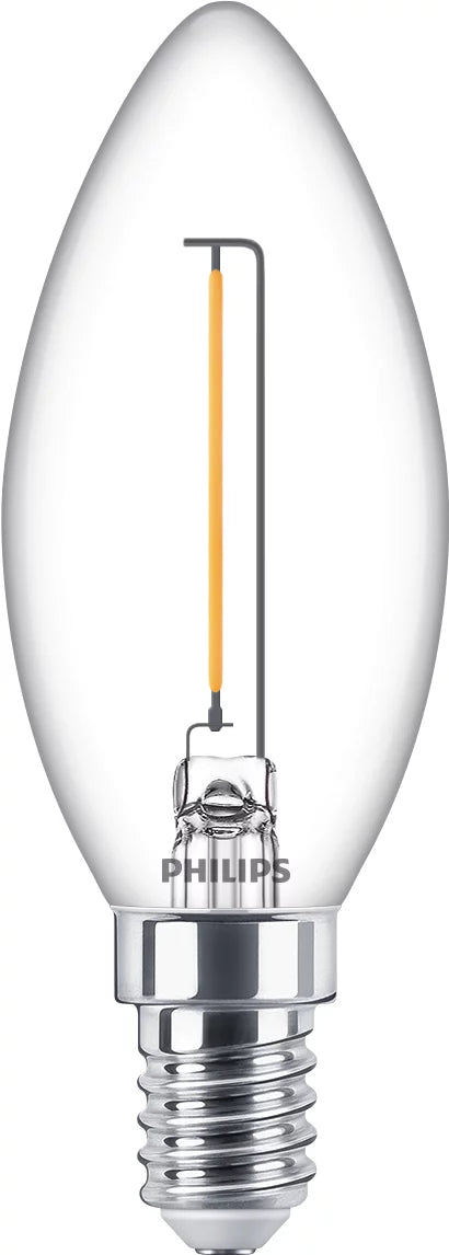 Philips by Signify Philips LED-Leuchtmittel E14 B35 – Warmweiss 2700 K, 136 lm, 1,4 W – Klar – 1 Stk.