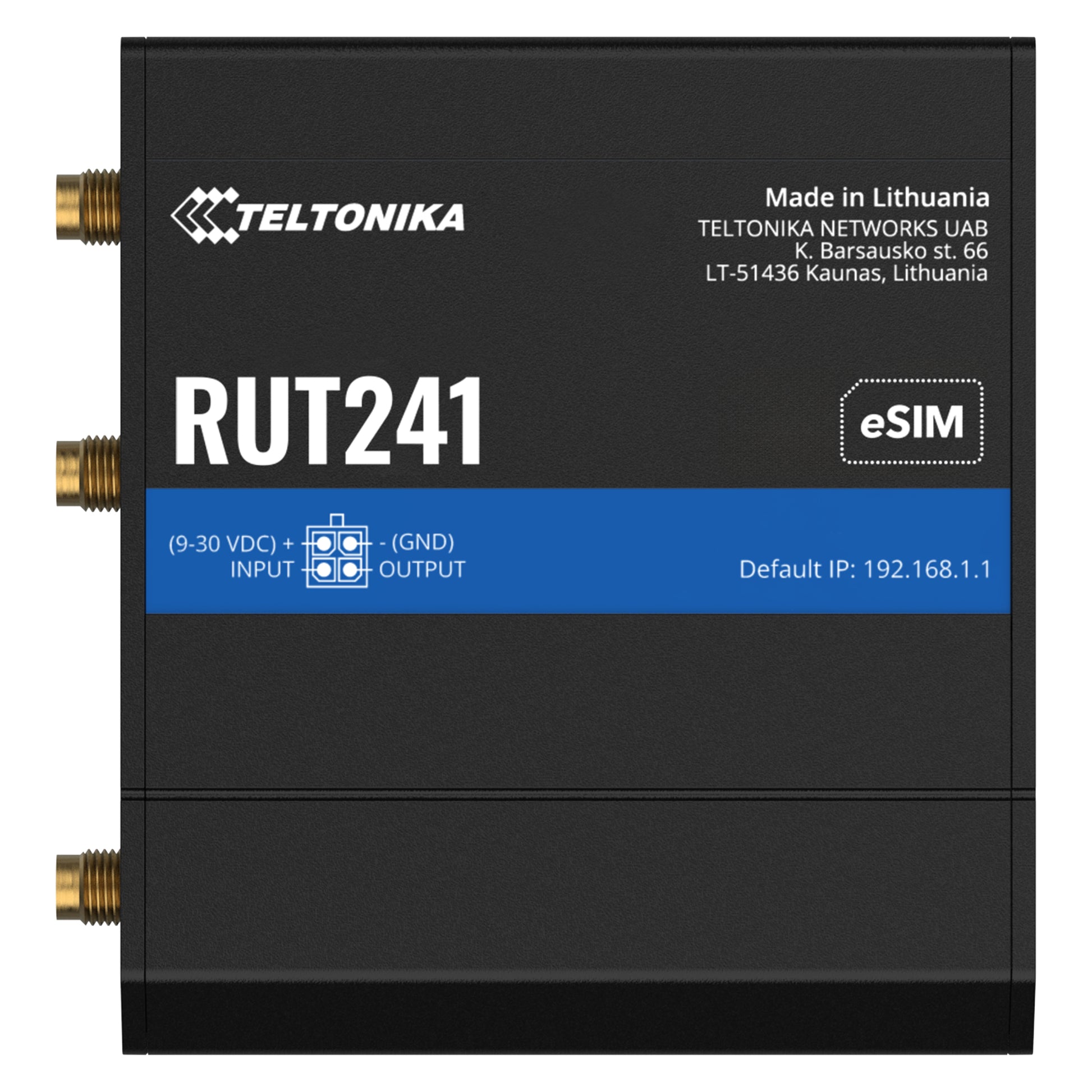 Teltonika RUT241 – 4G Router, Wi‑Fi 4, 2,4 GHz, 300 Mbit/s, 1× Fast Ethernet, eSIM, Schwarz