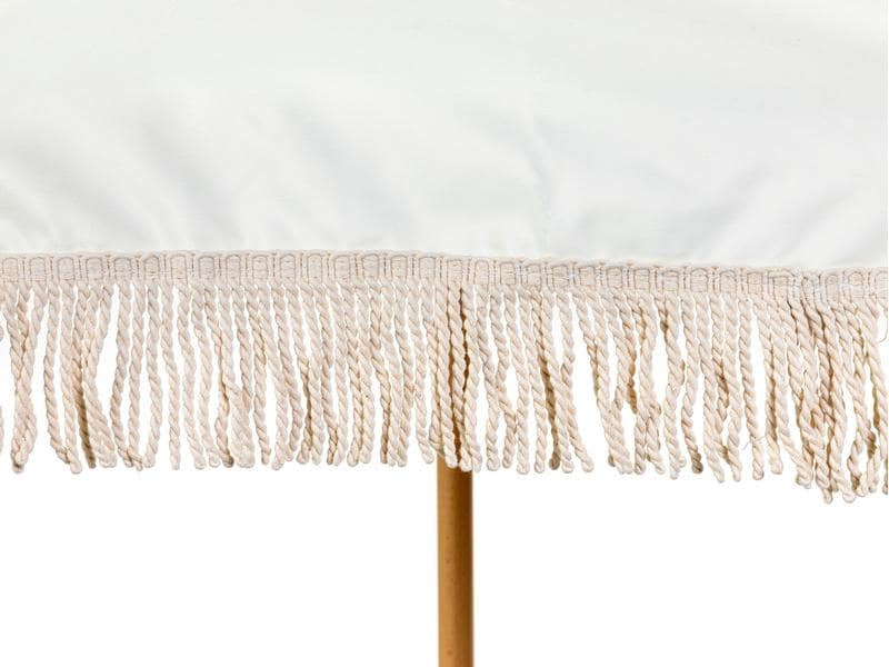 KOOR Strandschirm – rund Ø 150 cm, 180 cm hoch, Polyester, Holzstange, beige, für Aussenbereich