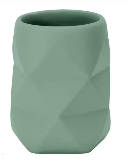 Kleine Wolke Toilettenbürste Crackle – Ø8×10 cm, Kunststein/Polyresin, Olivgrün