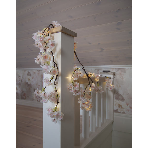 Star Trading Lichterkette CherryFlower – Starterset, 1,8 m, 0,4 W, Warmweiss, Batteriebetrieb, Timer, Rosa