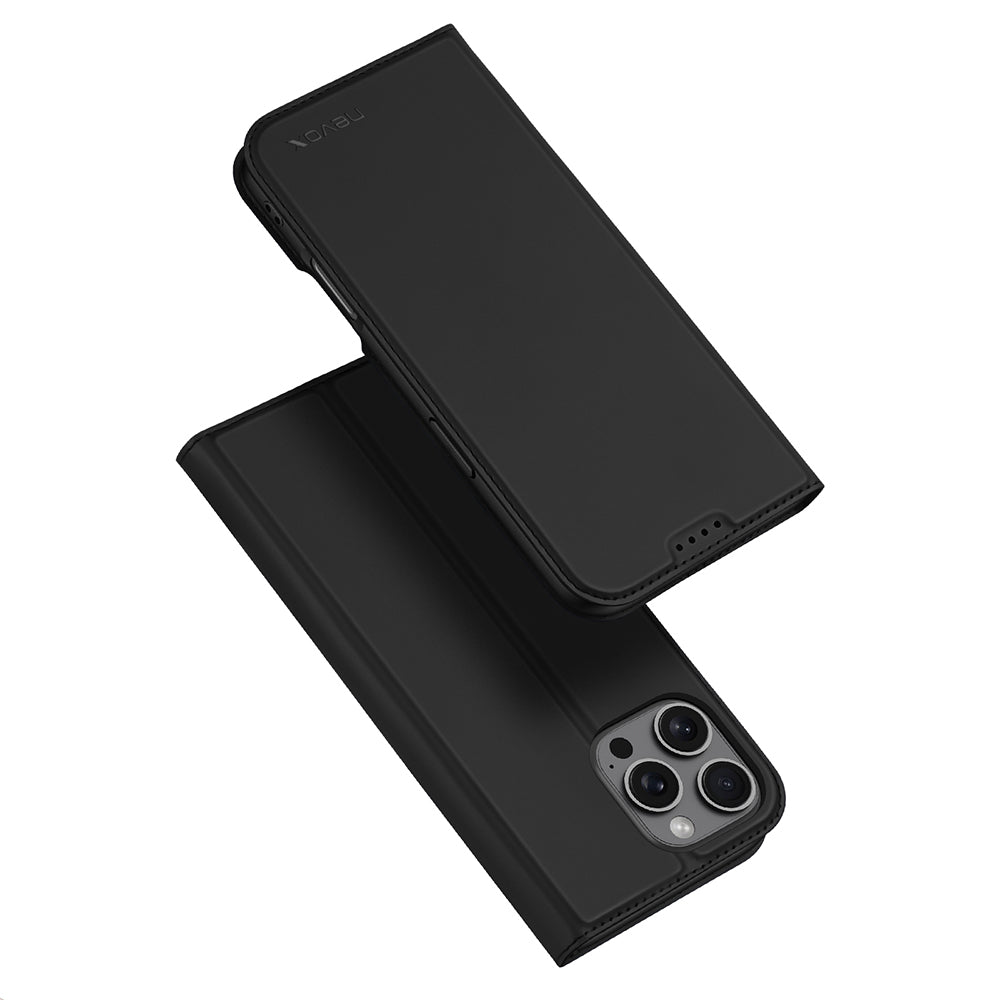 nevox Vario Series Wallethülle – für Apple iPhone 16 Pro Max, mit Ständer, 1 Kartenfach, PU+TPU, Schwarz