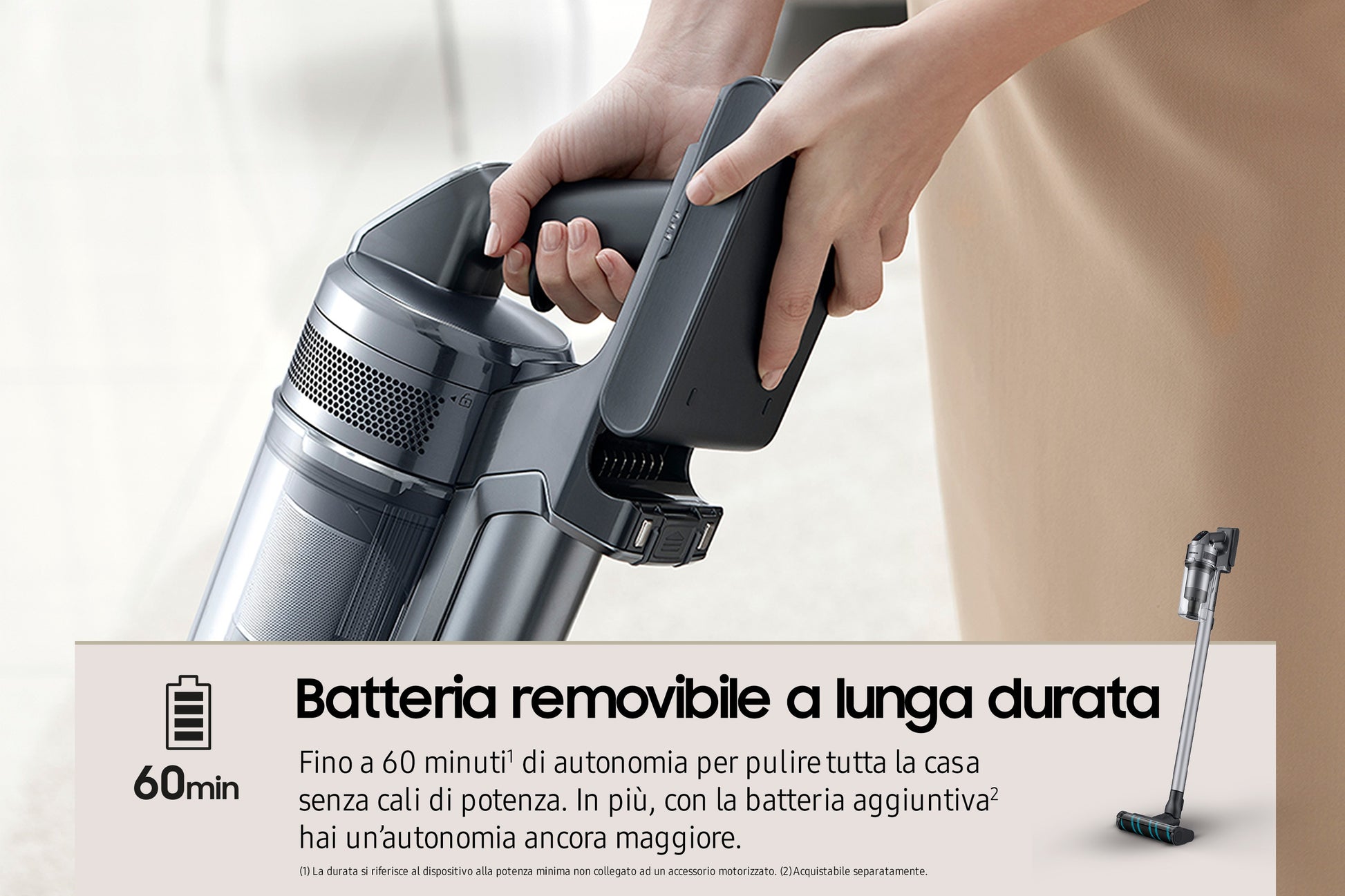 Samsung Akkustaubsauger Jet 75 Complete, 2-in-1 – 60 min, 200 W, Behälter 0,8 l