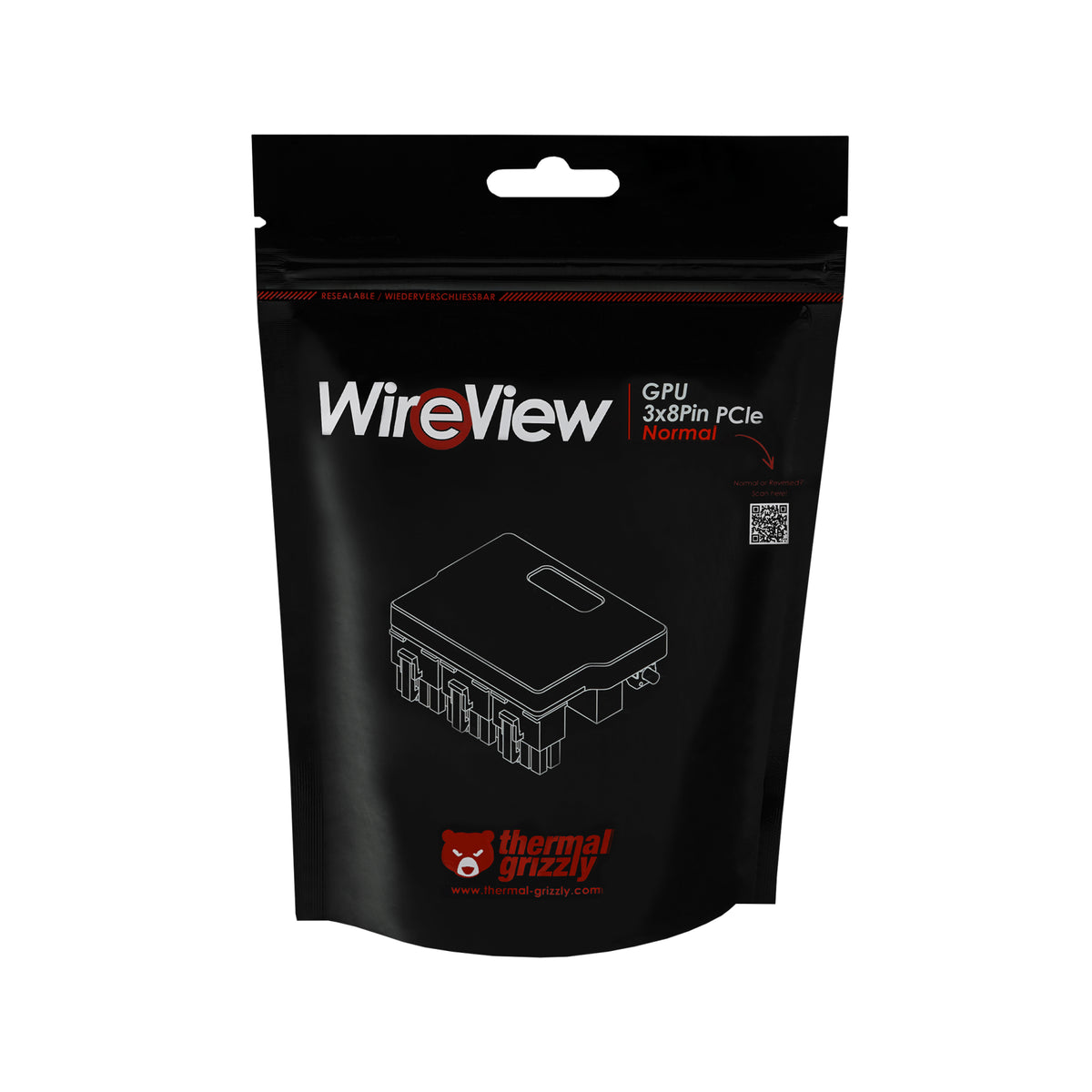 Thermal Grizzly TG-WV-P38N (WireView GPU 3×8Pin PCIe Normal) – Montagehalterung – für Universalgehäuse, Aluminium