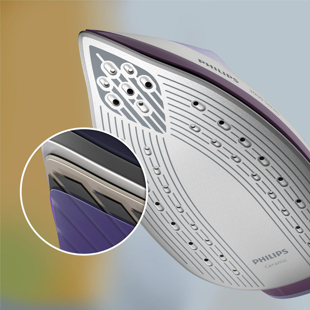Philips Dampfbügelstation PSG3000/30 – 192 × 355 × 275 mm, 2400 W, 1,4 l, violett/weiss, Keramik-Sohle