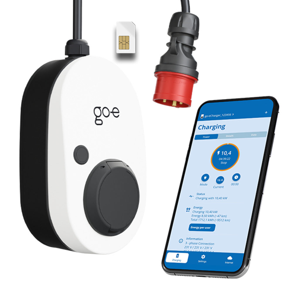 go-e Gemini flex 2.0 Wallbox – 11 kW, 3-ph, Typ 2, IP65, Wandmontage, eSIM