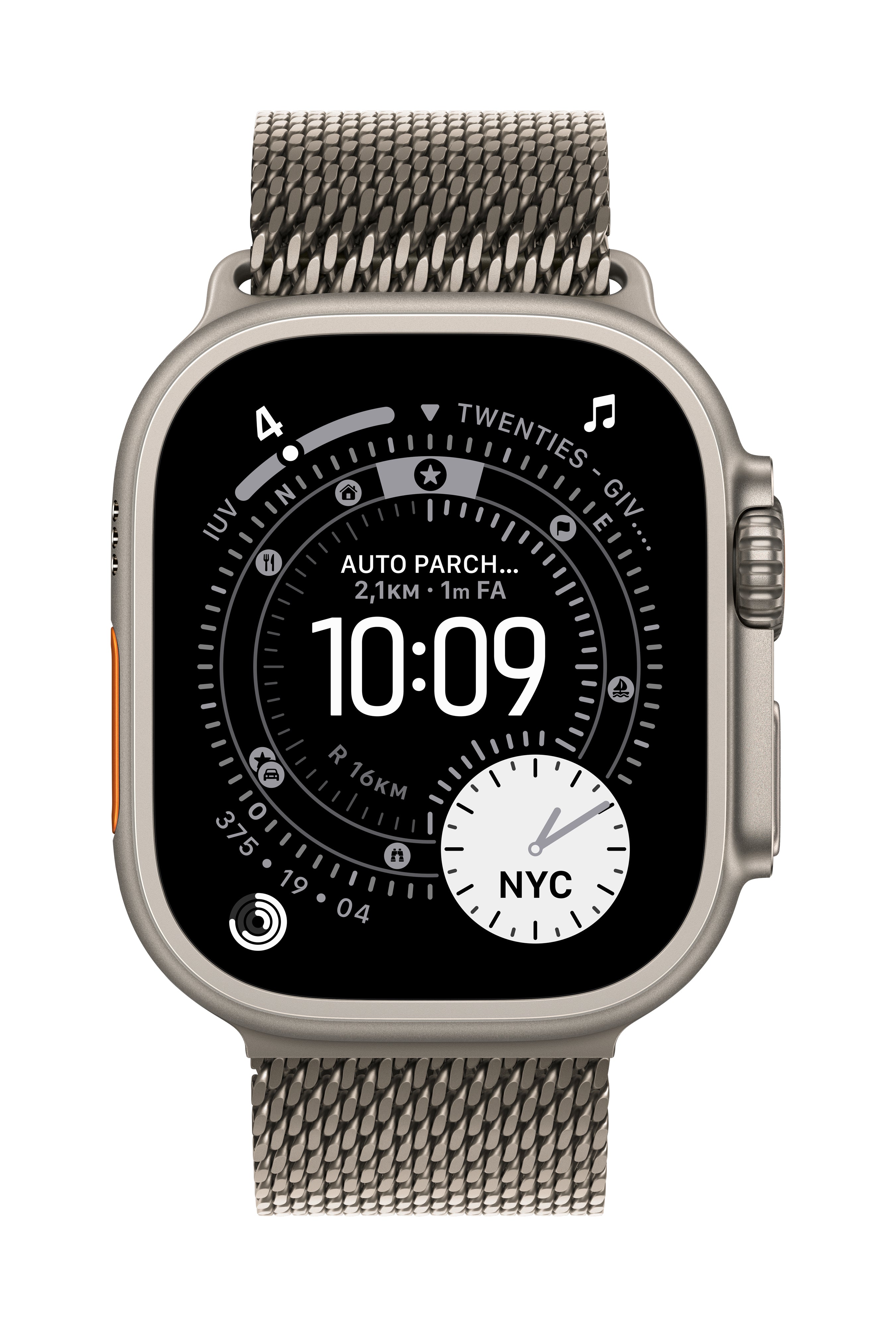 Apple Milanese Loop – Armband – für Apple Watch 49 mm, Natürlich (Grau), Grösse L, Titan