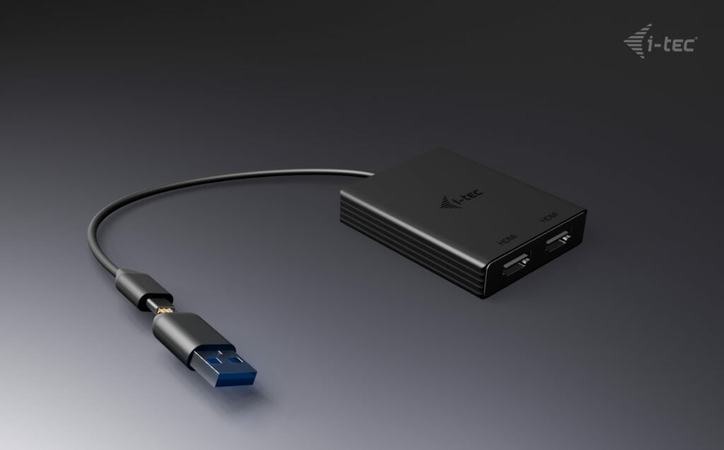 i-tec USB-A/USB-C Multiport-Adapter – 2× DisplayPort, 2× 4K, DisplayLink Chip, 6950