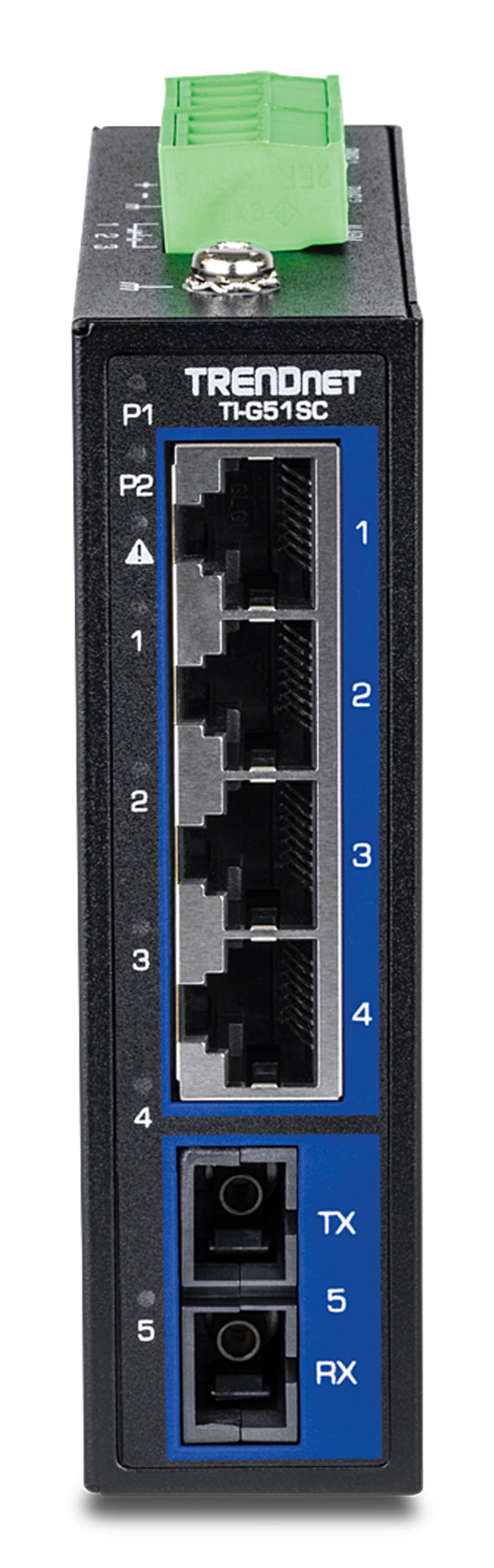 TRENDnet TI-G51SC – Unmanaged Switch – 4× 1G, 1× MM SC-Port, DIN-Rail