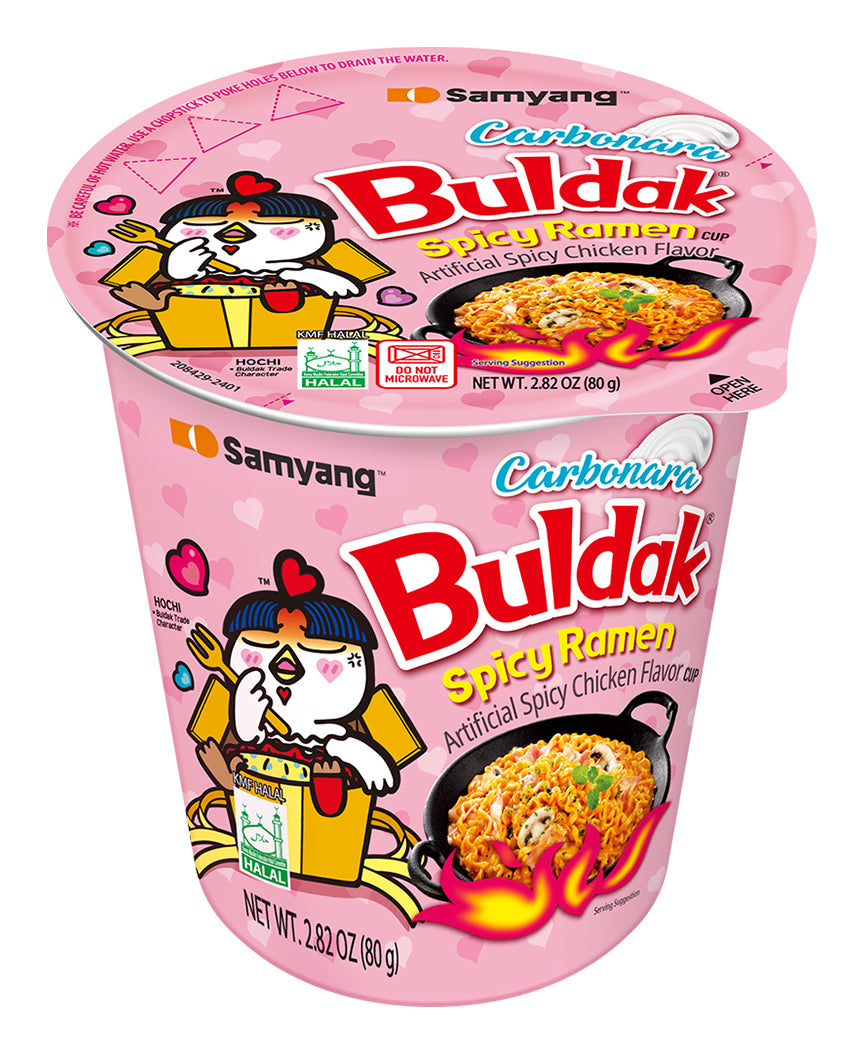 Samyang Buldak Instantnudeln Poulet Carbonara scharf Becher – 80 g