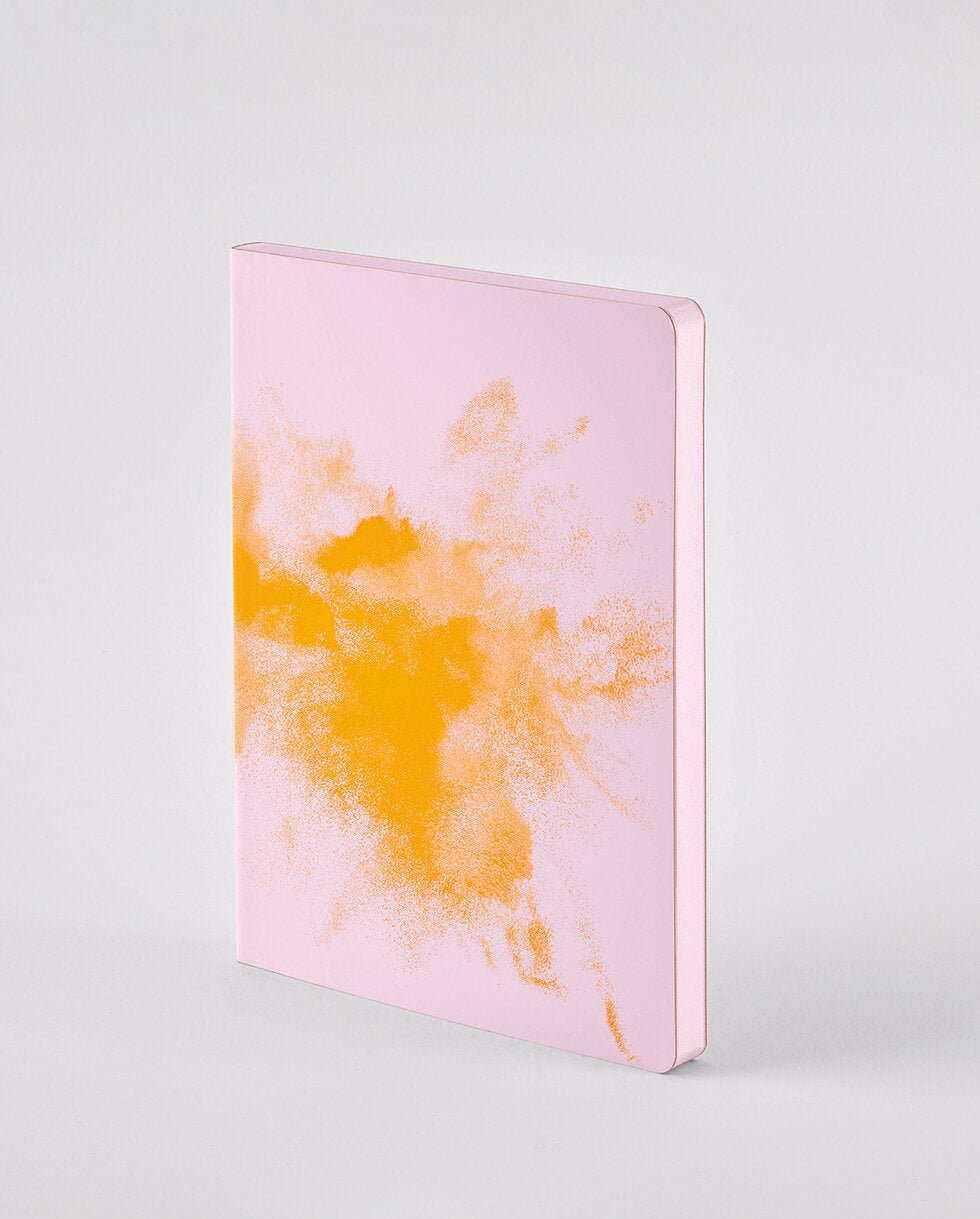 nuuna Notizbuch – A5 – 176 Seiten – 120 g/m² – Softcover, nummeriert, recyceltes Leder – orange/rot/rosa