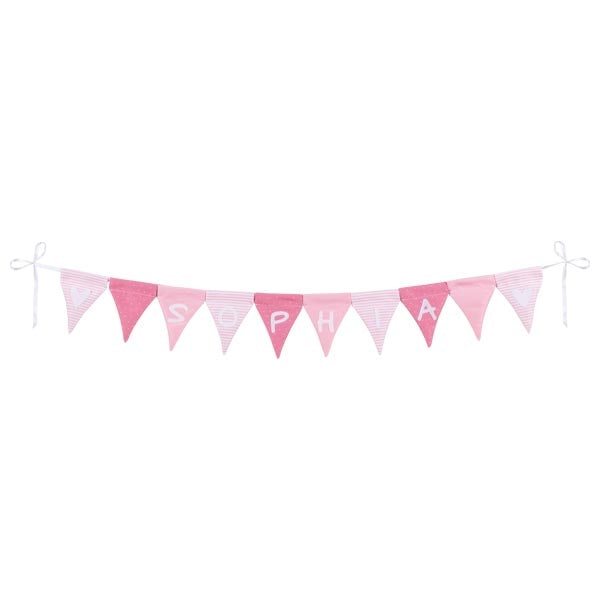 Goki Buchstaben-Wimpelkette – Rosa – 7,5 × 10 cm – Textil – Länge 150 cm