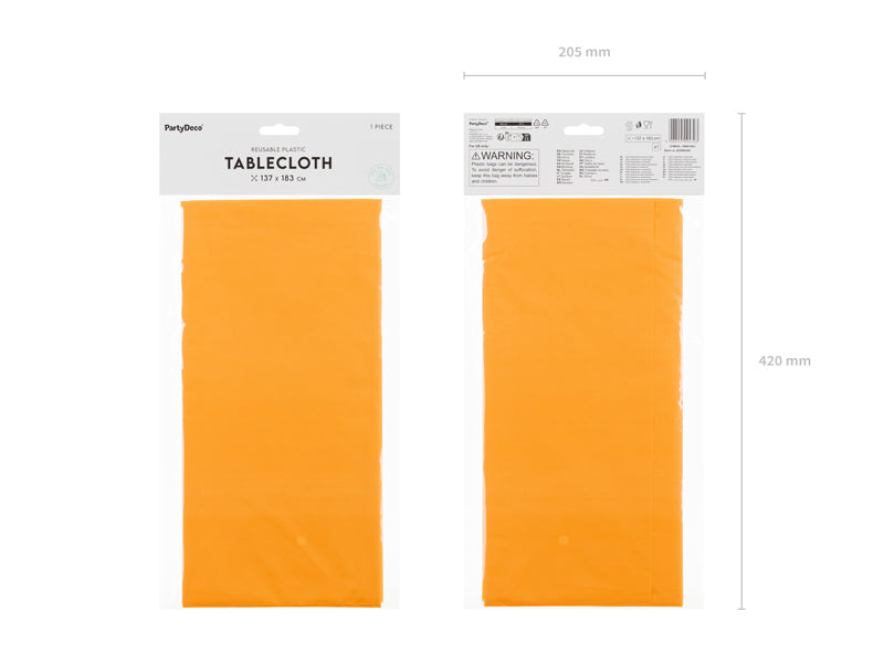 PartyDeco Tischdecke – 183×183 cm, Kunststoff, Orange, Geburtstag