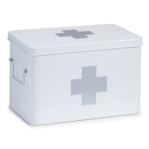 Zeller Present Aufbewahrungsbox (mit Deckel) – Metall – Weiss – mit Griff, 5 Fächer – 195 × 200 × 320 mm