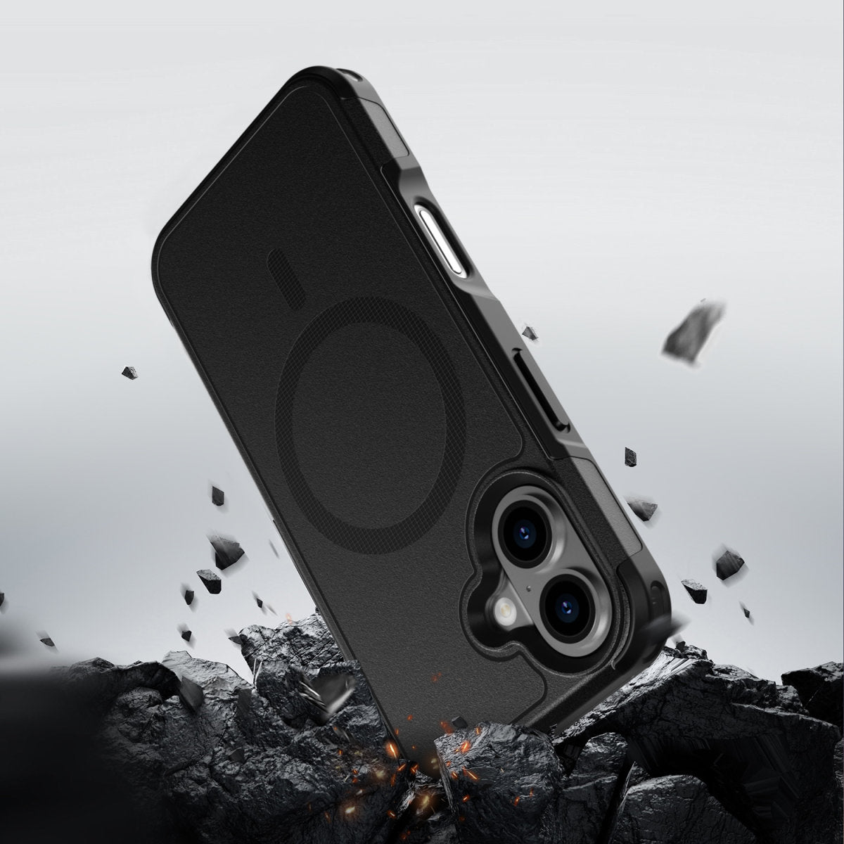 4smarts Backcover – für Apple iPhone 16 – schwarz – TPU/PC – MagSafe-kompatibel, stossfest