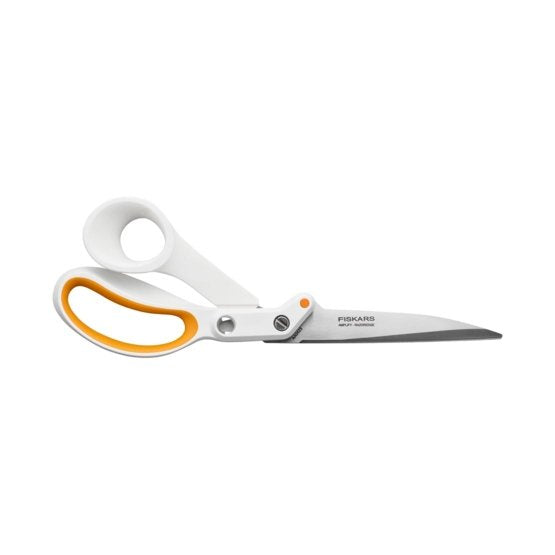 Fiskars Universalschere Amplify RazorEdge soft – für Rechts- und Linkshänder, spitz, Metall, orange, weiss