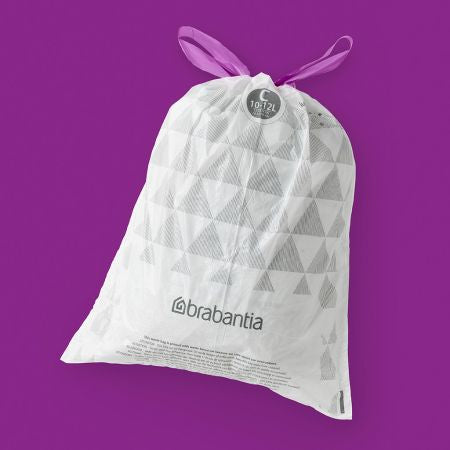 Brabantia Kehrichtsack für PerfectFit C – 12 l, mit Zugband, PE, weiss, 385 × 490 mm, 20 Stk