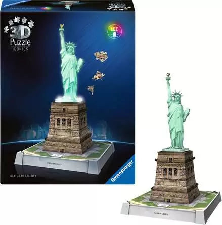 Ravensburger 3D Puzzle Freiheitsstatue – 108 Teile – 27,9 × 37,1 × 21,6 cm – ab 10 Jahren – mit Licht – FSC